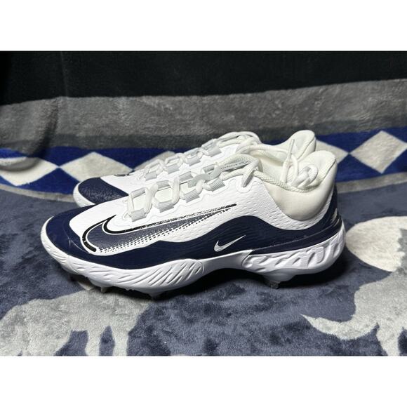 Nike Alpha Huarache Elite 4 White Navy Baseball Cleats DR6851-101 Men’s Sz 8 - Picture 2 of 10